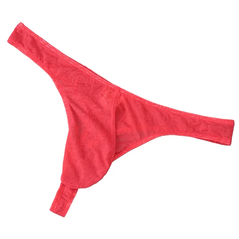 Men Lace Jacquard G-string Underwear High Stretchy Large Pouch Thong Panties Sexy Gays Erotic T-back Underpants — image 2