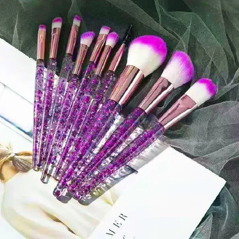Ensemble de pinceaux de maquillage professionnels, 10 pièces, pinceaux de détail Super doux, pour Blush, fond de teint, correcteur, fard à paupières, outil de beauté pour dames