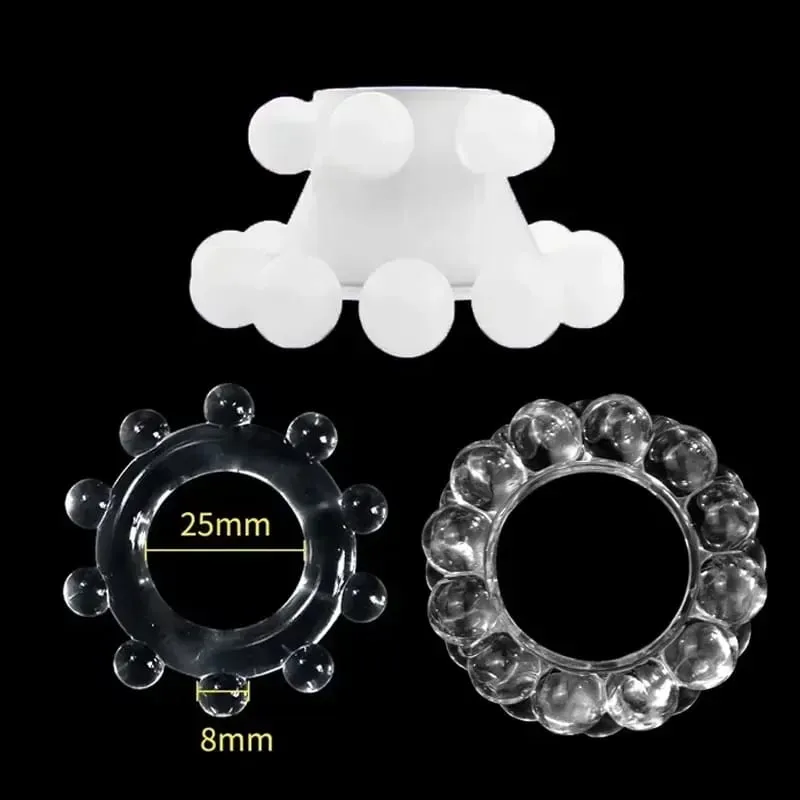 3db Stretchy Stay Hard Gyöngyös kakasgyűrű Késleltetett magömlés edző Scrotal Binding Ball Hordágy Szilikon Cockring Férfi Szexjátékok
