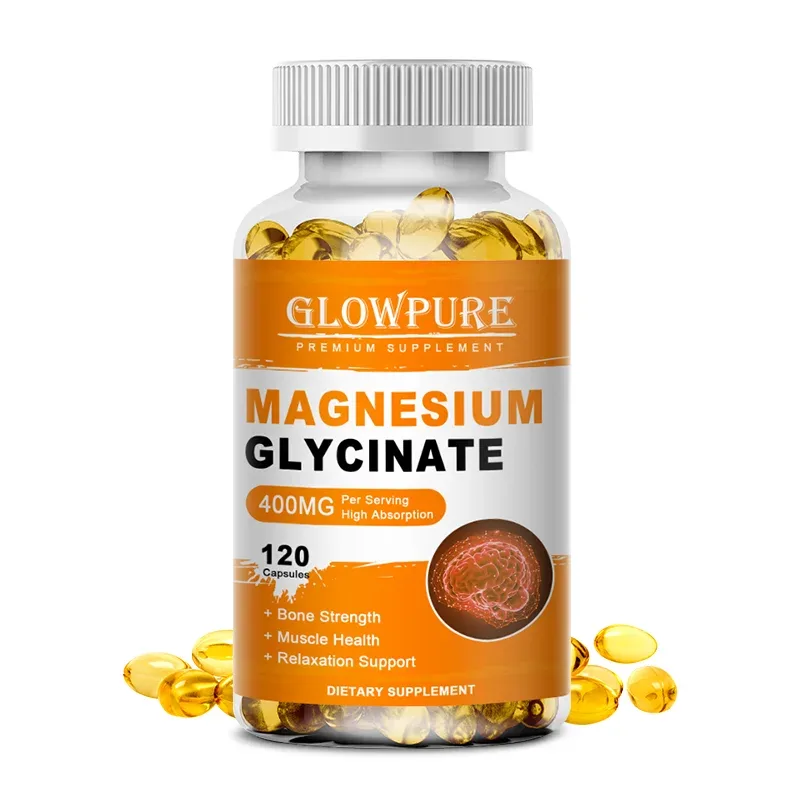 Magnesium Glycinate 400mg for Sleep Brain Nervous System Bone Muscle Relieve Anxiety Heart Health Stress & Anxiety Relief