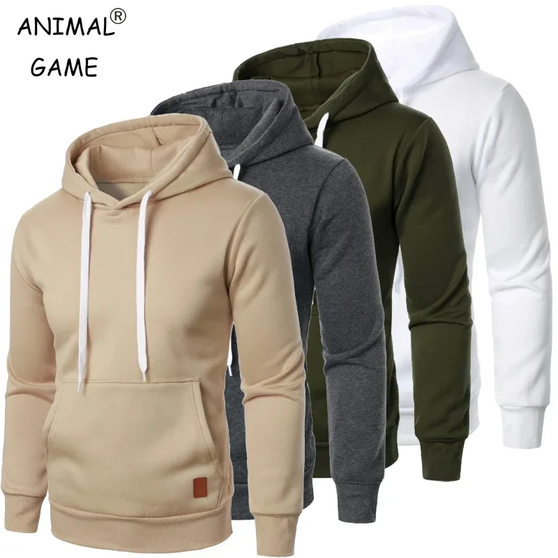 Mga Mens Casual Hooded Collar Drawstring Hoodies Sweatshirts Long Sleeve Shirts Outdoor Streetwear Solid Color Lightweight Pullover — image 6
