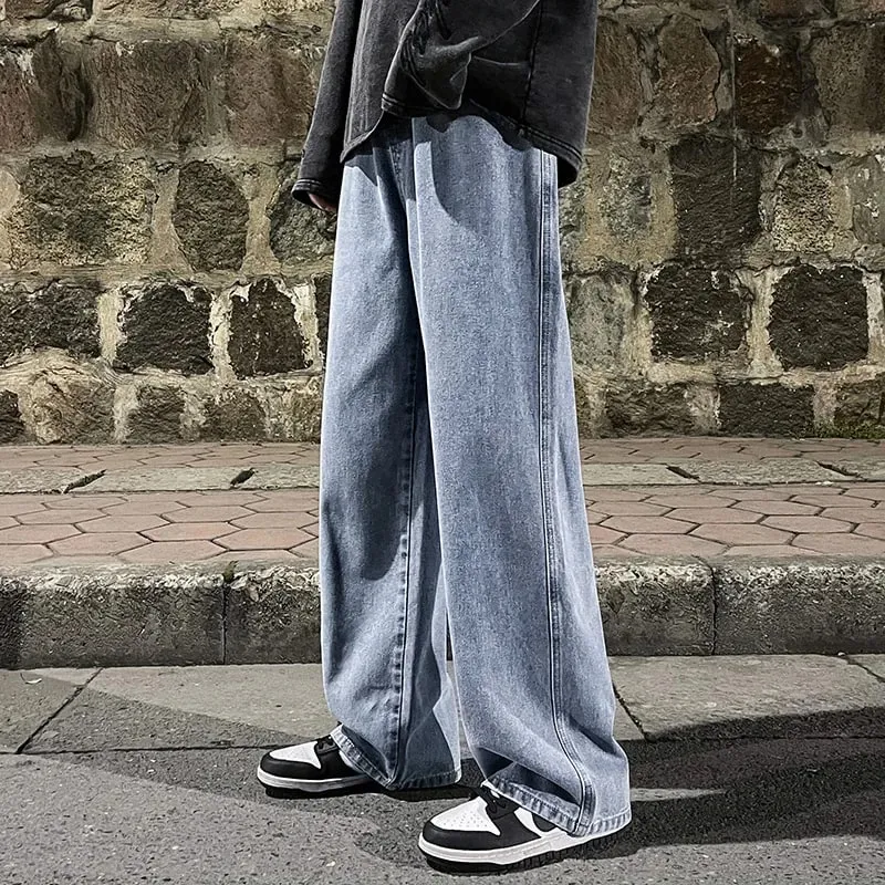 2026 Men's Jeans Korean Version Student Casual Pants High Street Straight Loose Wide Leg Jeans Black Grey Blue Baggy Jeans — image 11