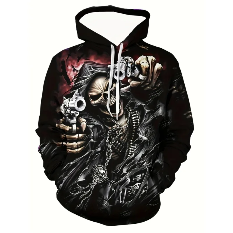 3D-tryckta Skull and Rose sweatshirts Dragsko Sportkläder Långärmade toppar Huvtröjor herr Street Graphic herrkläder — image 5