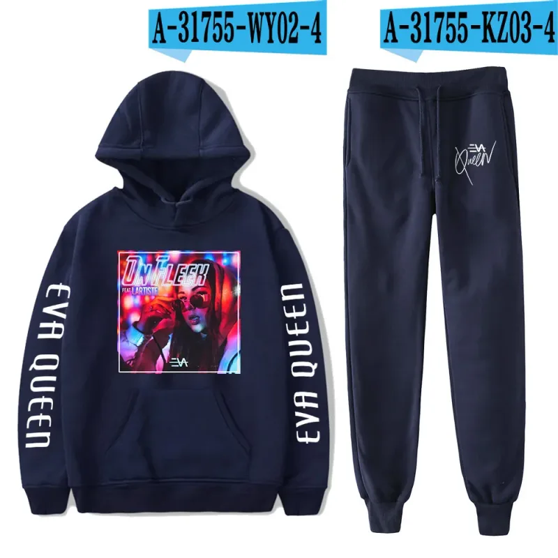Hip hop confortável eva rainha impressão moletom moletom terno hoodies + calças terno meninos/meninas 2 peça conjunto roupas — image 18