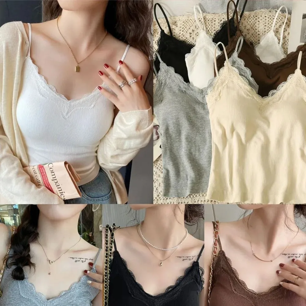 Kényelmes, légáteresztő csipke camisole pántos melltartó, egyszínű vágás felső szexi stílusú, vezeték nélküli nyári felső