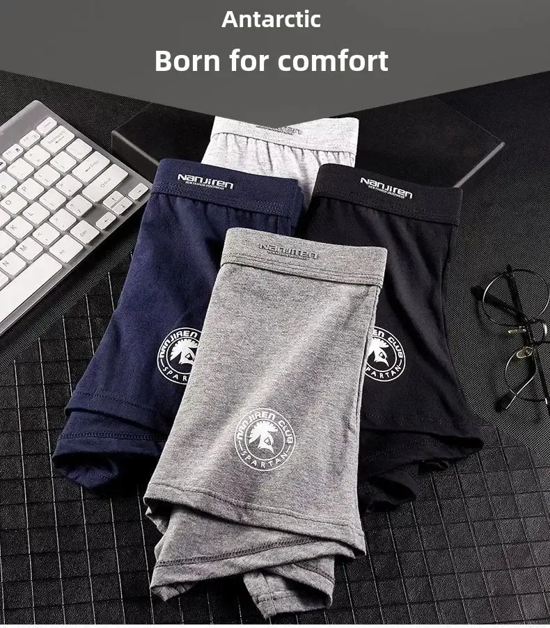 4 Pack Men's Plus Size Boxer Shorts Cotton Anti-Chafe Underwear Malaki at Matangkad Makahinga Loose Fit Elastic Waistband Boxers — image 5