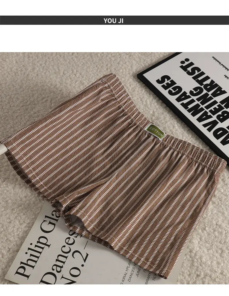 Herrtrosor Randiga Lösa Andas Hemma Boxerskalsonger Plus Size Mjuk och bekväm bomull Boxers Sport Short Section — image 7