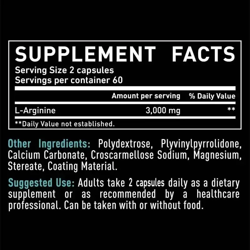 L-Arginine Supplement Boost Endurance -Increase for Energy Strength Vascular and Endurance Support During Exercise | Muscle Mas — image 3