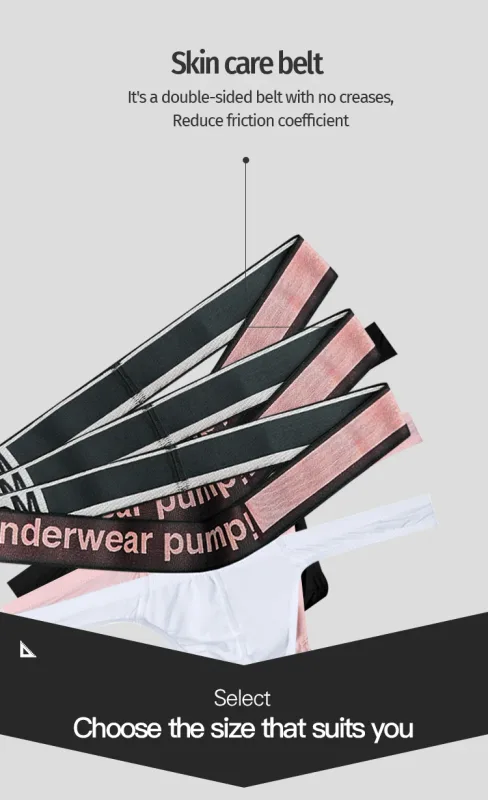 Trendy Little Triangle Men's Youth Low Waist Close Fit Hip Lift Elastic Band Pink Gradient V-neck Hanging — image 14