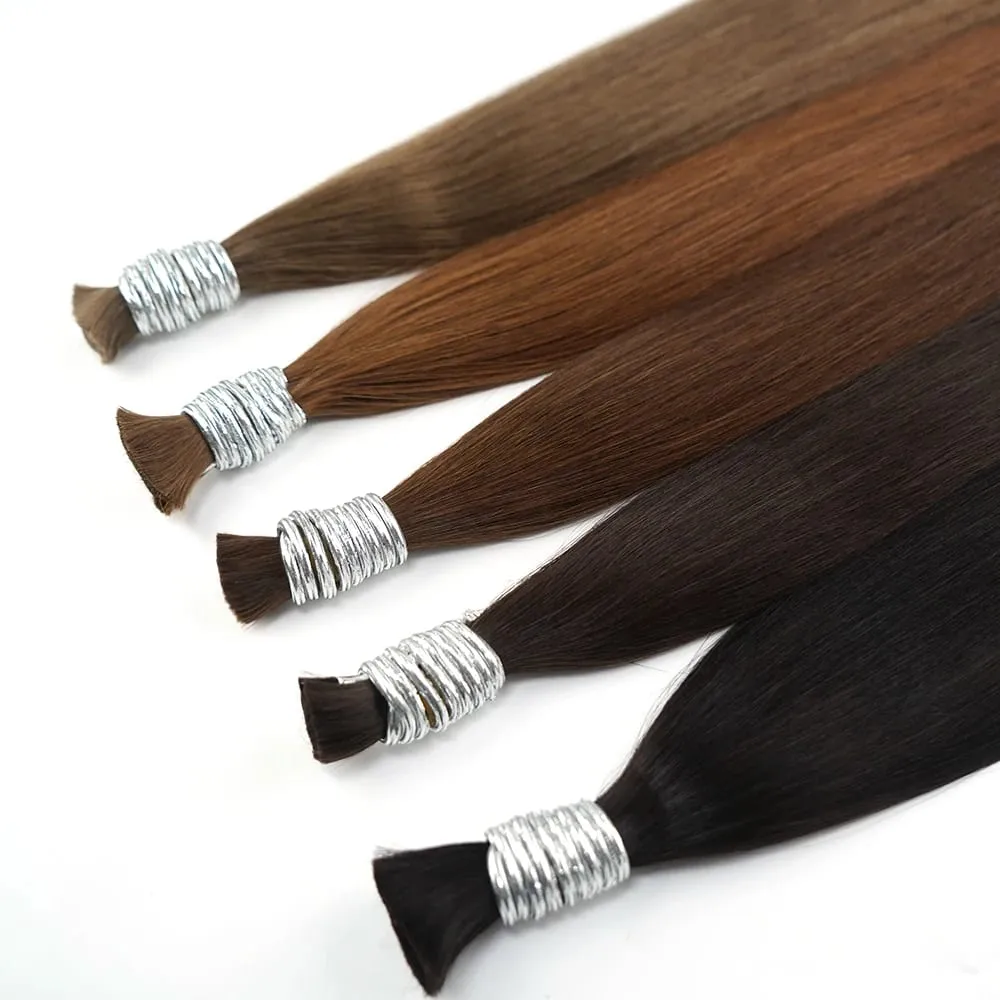 No Weft 100% Real Human Hair Extensions Remy Human Hair Bulk Μη επεξεργασμένα φυσικά μαύρα παρθένα ινδικά μαλλιά πλέξη για γυναίκες — image 2