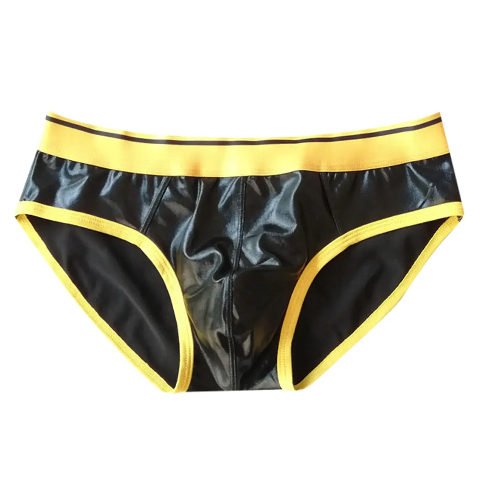 Calças triangulares masculinas de couro falso sexy reflexivo ouro diversão roupa interior elástica calças apertadas legal cueca homem japonês — image 4