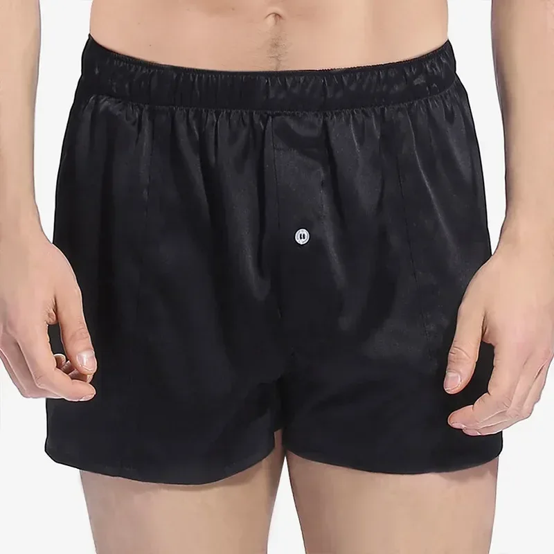 1st Herr boxershorts byxor underkläder mitt i midjan 19MM 100% äkta mullbärssilke enfärgade S-520