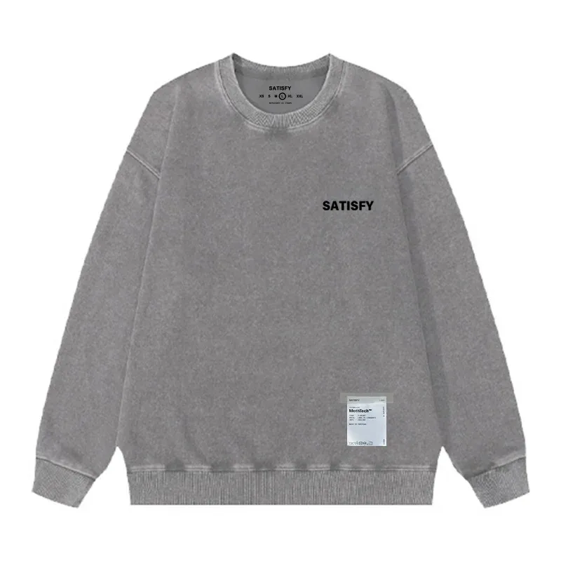 Satisfy SoftCell Men's Round-Neck Sweatshirt Running Distress Member Print Vintage Style Long Sleeve Cotton Sweatshirt with Po — image 16