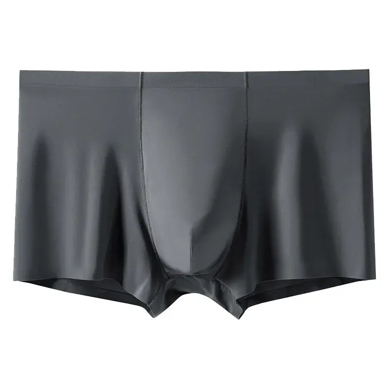 Sem costura boxers de seda gelo masculino cor sólida cuecas masculinas ultra-fino sexy roupa interior verão legal tronco shorts