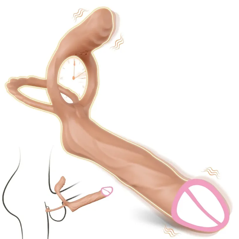 Double Penetration Vibrator for Couple Penis Ring Semen Cock Ring Penis Enlargement Delayed Vibrating Sex Toys for Men Adult — image 8