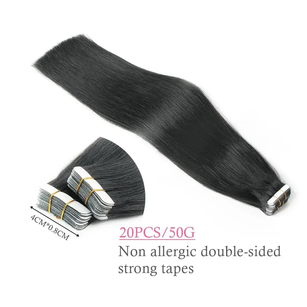 26 ιντσών Tape In Hair Extensions 100% Human Hair Adhesive Replaceable Seamless Skin Weft Tape 20/40pcs Ίσια μαλλιά για γυναίκες — image 6