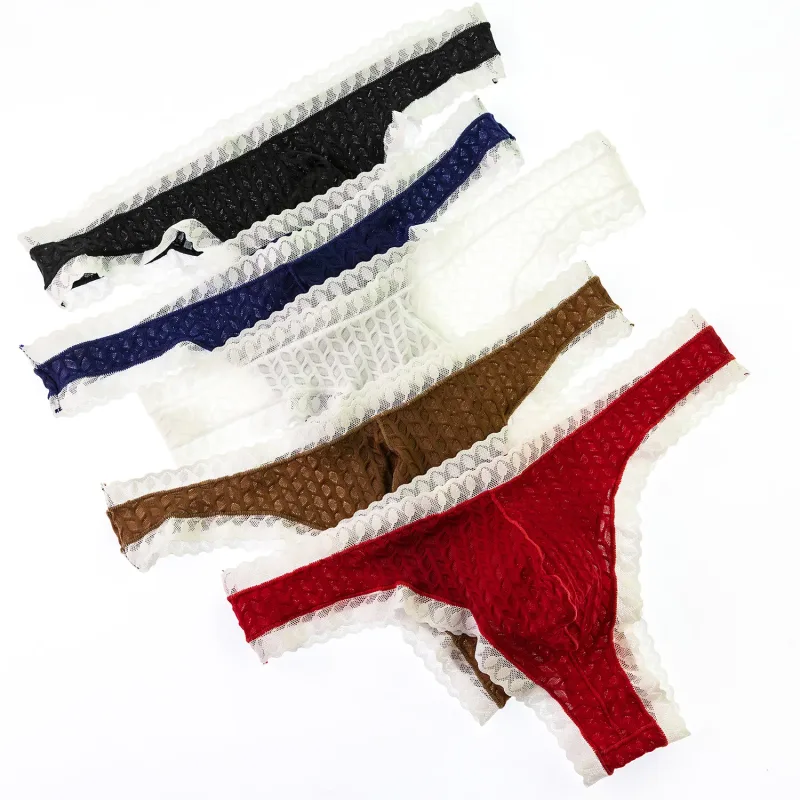 Cuecas de renda masculina trigo orelha guarnição sexy alta elástica macia respirável secagem rápida conforto elegante roupa interior diária boate wear — image 1