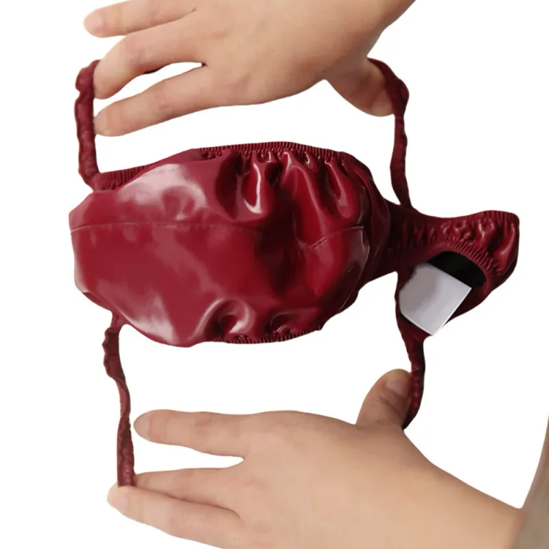 Sexy masculino pvc brilhante u convexo bolsa briefs baixo-rise g-string látex óleo gloosy sexy tanga carapaça u protuberância roupa interior — image 16