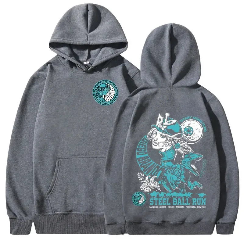 Anime Jojo Bizarre Adventure Hoodies STEEL BALL RUN Diego Brando Manga Graphic Sweatshirts Men's Long Sleeves Fleece Pullovers — image 4