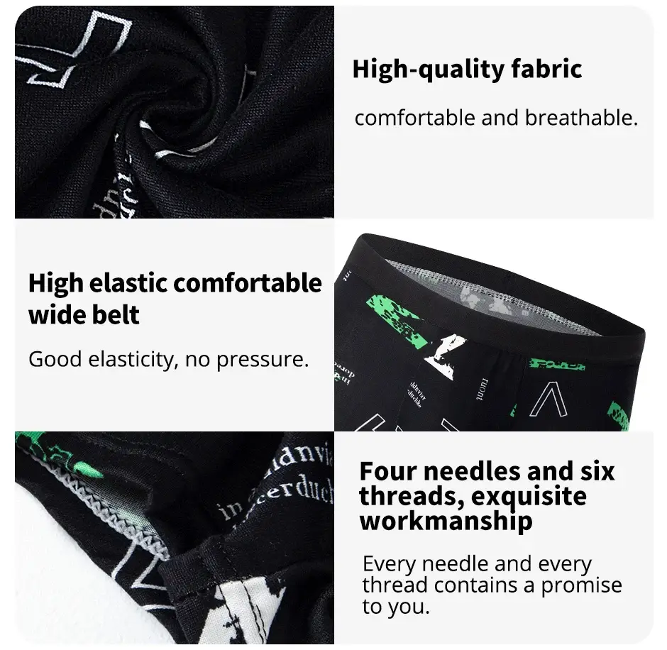 Cueca boxer com estampa de moda masculina de 4 peças, cueca boxer respirável para adolescentes, roupa íntima confortável plus size até 6XL. — image 14