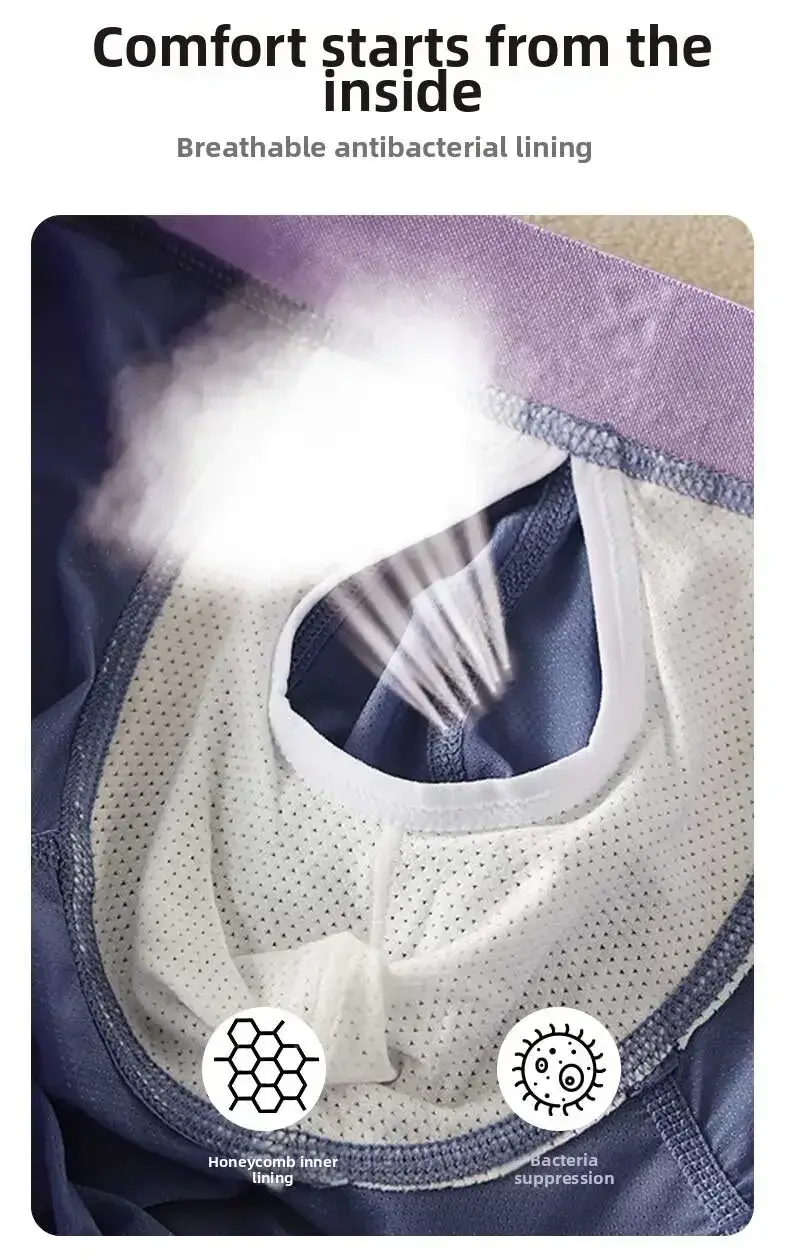 Cueca boxer masculina de seda gelo, roupa íntima de verão, secagem rápida, leve, respirável, abertura lateral separável, calcinha não destacável — image 6