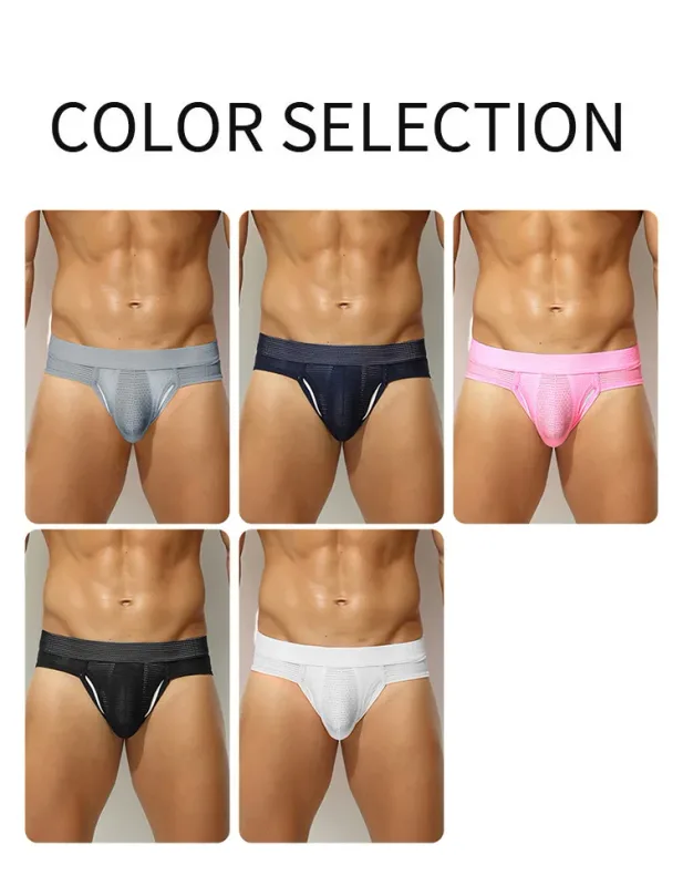 1PC Mesh Breathable Men's Underwear with Fly Pouch Front Open Bulge Separated Pouch Youth Korean Version Youth Briefs — image 9