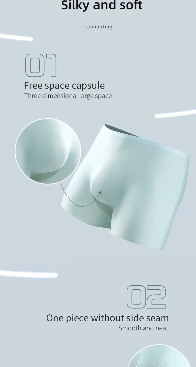 Men's Underwear 3D Molded Ice Silk Seamless Thin Boxer Briefs Extended Length Sports Summer Shorts