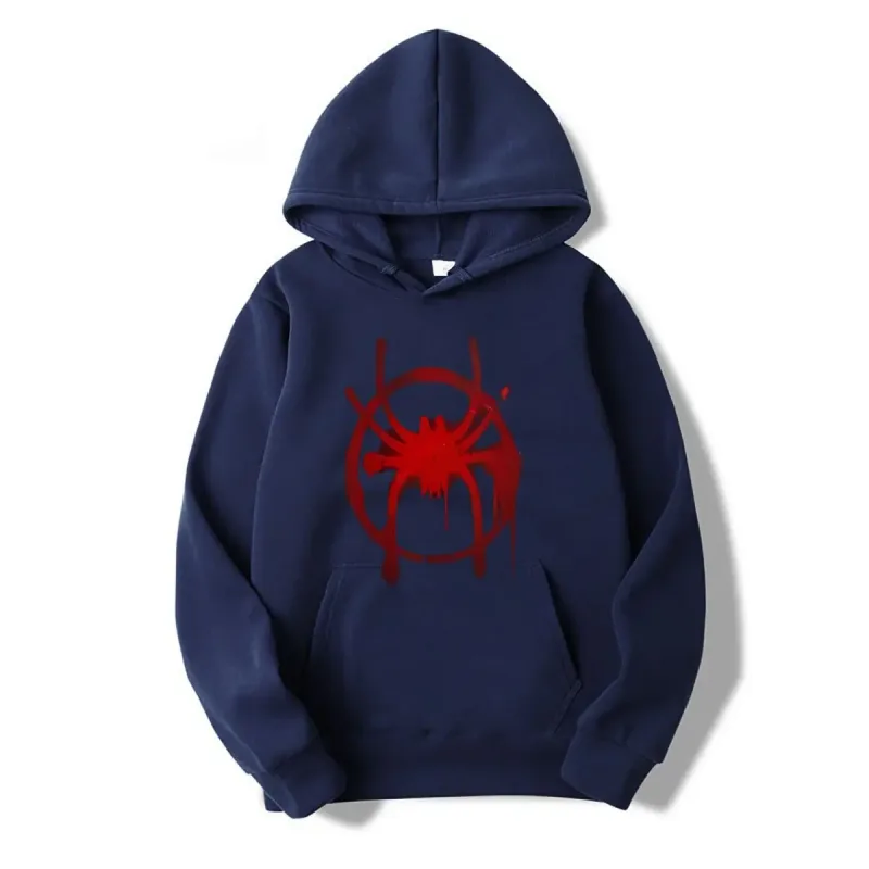 Sportkläder för män och kvinnor. Ny svart huvtröja. Miles Morales Spider Symbol Print Sweatshirt för män. — image 2