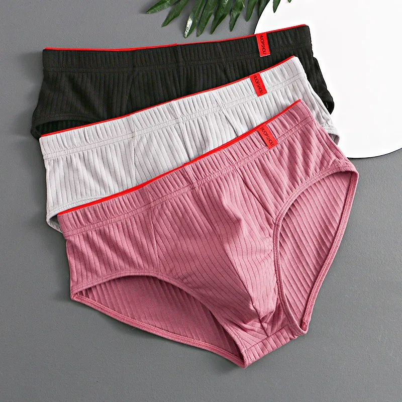 1/3 STK Herrbyxor Mellan midja Elastisk Mjuk Andas Antiseptisk U konvex randig Enfärgad Casual Herrkalsonger underkläder män — image 27