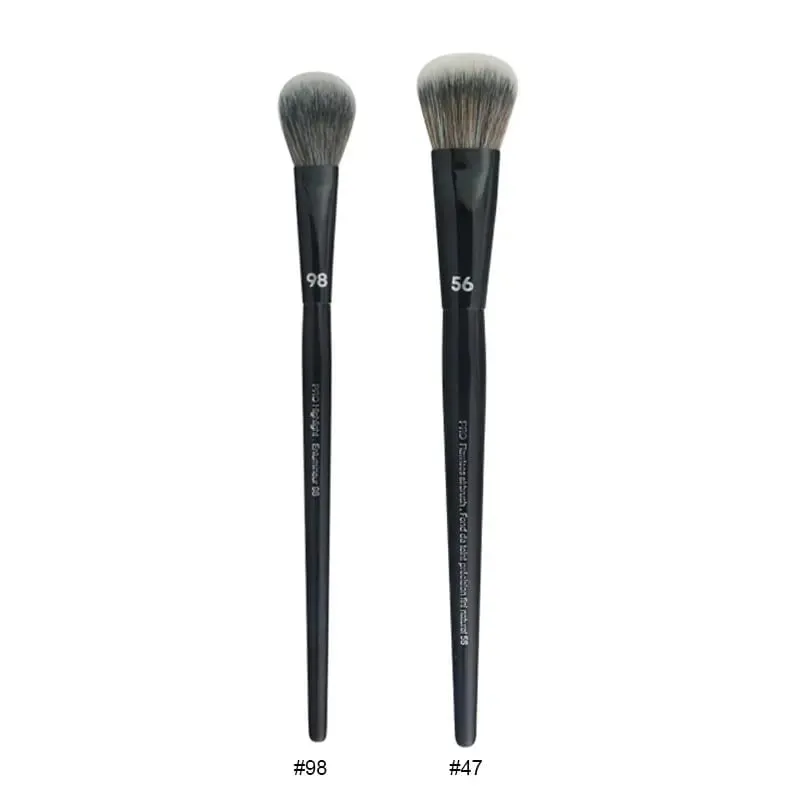 2 pièces/ensemble pinceaux de maquillage noirs Pro poudre de cheveux synthétiques ombre à paupières tache point culminant fond de teint aérographe diffuseur pinceau de maquillage — image 22