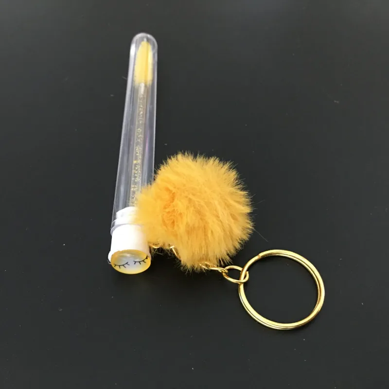 1 יחידה מברשת ריסים לשימוש חוזר עם טבעת מפתחות כדור מסקרה קטיפה שרביט להארכת ריסים מברשת איפור מברשת גבות קריסטל — image 8