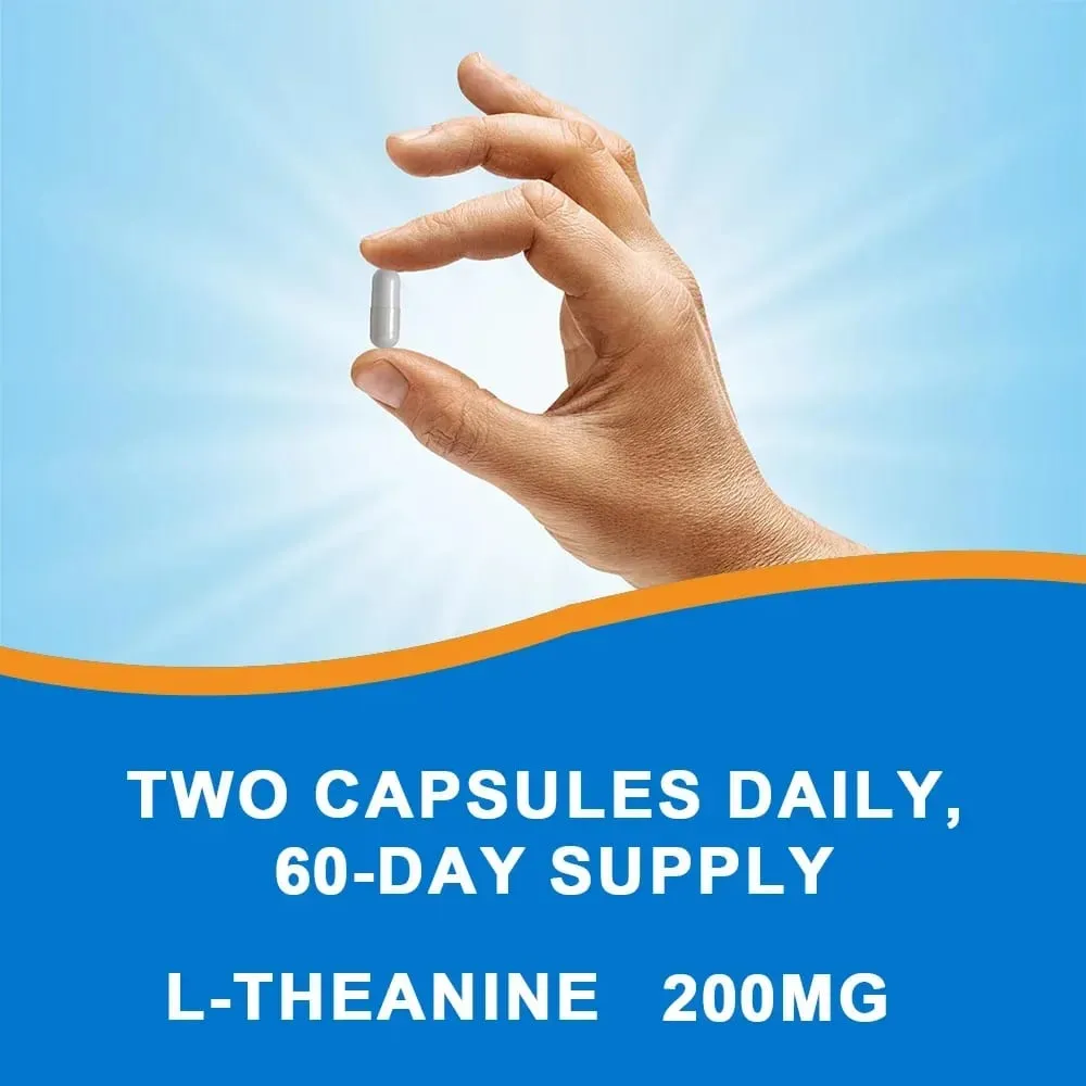 L-Theanine 200 Mg Extra Erős Theanine Kiegészítő – Fókusz- és relaxációs támogatás, jobb alvás, GMO-mentes és gluténmentes — image 6