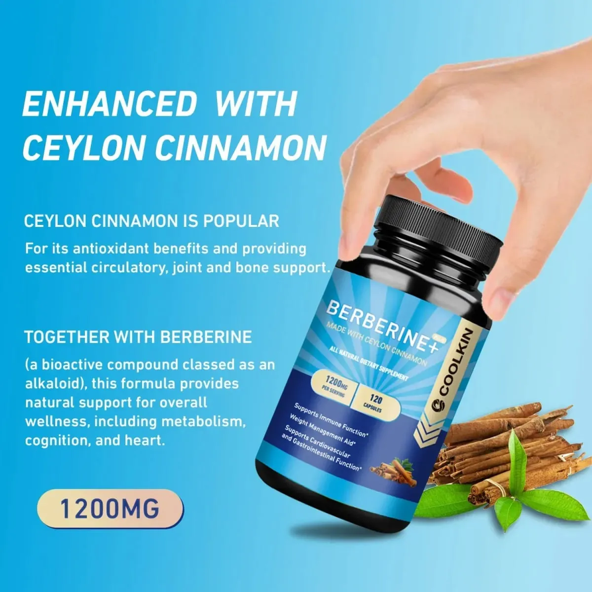 Prémium Berberine HCl 1200 Mg Plus Organic Ceylon Fahéj - Immunrendszert támogató testtömeg-kiegészítő — image 5