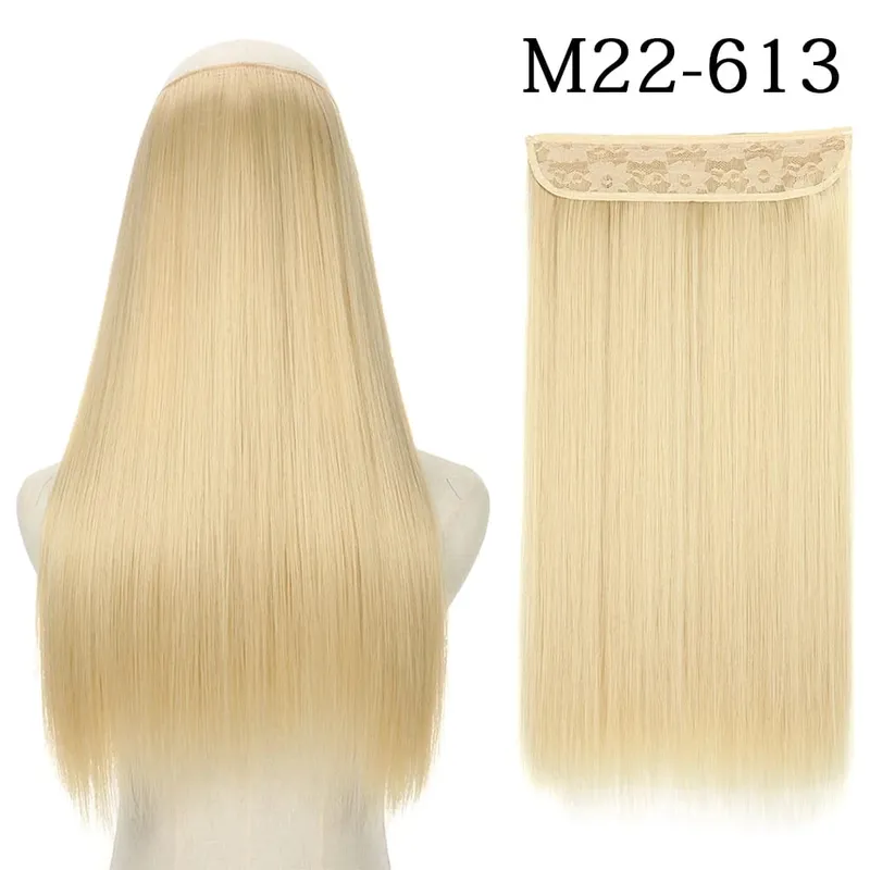 Συνθετικά Long Straight No Clip Invisible Line Hair Extensions 40 55 80cm Φυσικό Καστανό Ξανθό Fake Hairpiece για Γυναικεία — image 19