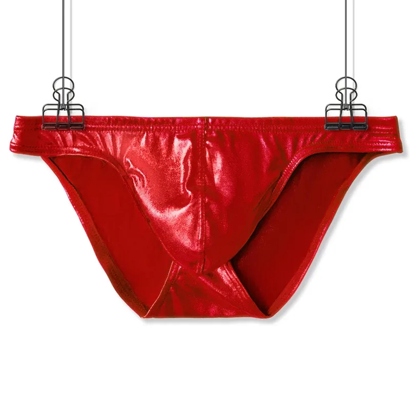 Men's Fashion Low Waist Imitation Leather Briefs with U Convex Pouch Sexy Underwear Lingerie 3PCS/2PCS/1PC Set — image 14