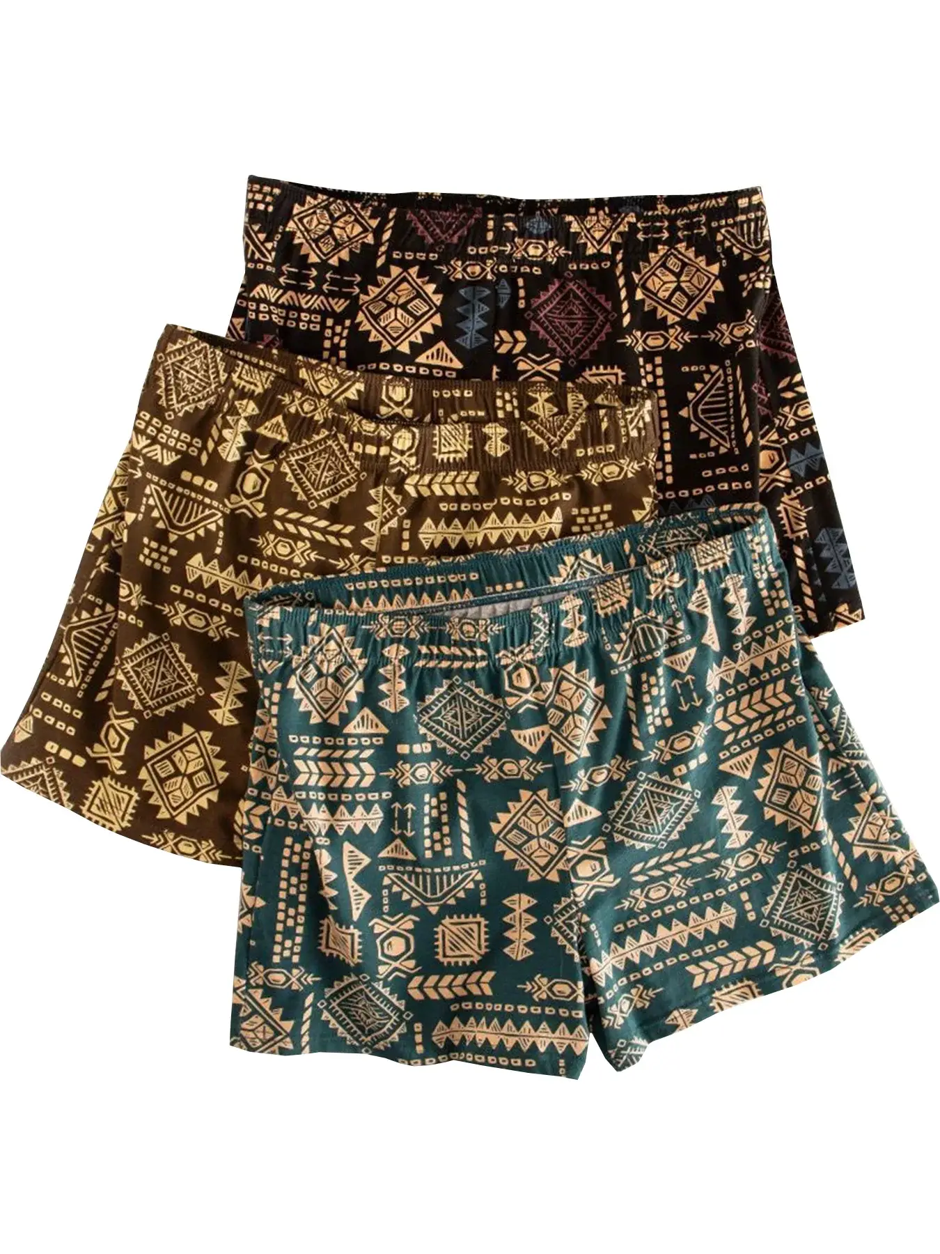 3PCS/SET Retro Ethnic Style Men's Underwear Print Men Boxer Shorts Aro Pants Trendy Casual Home New Breathable Men's Underpant