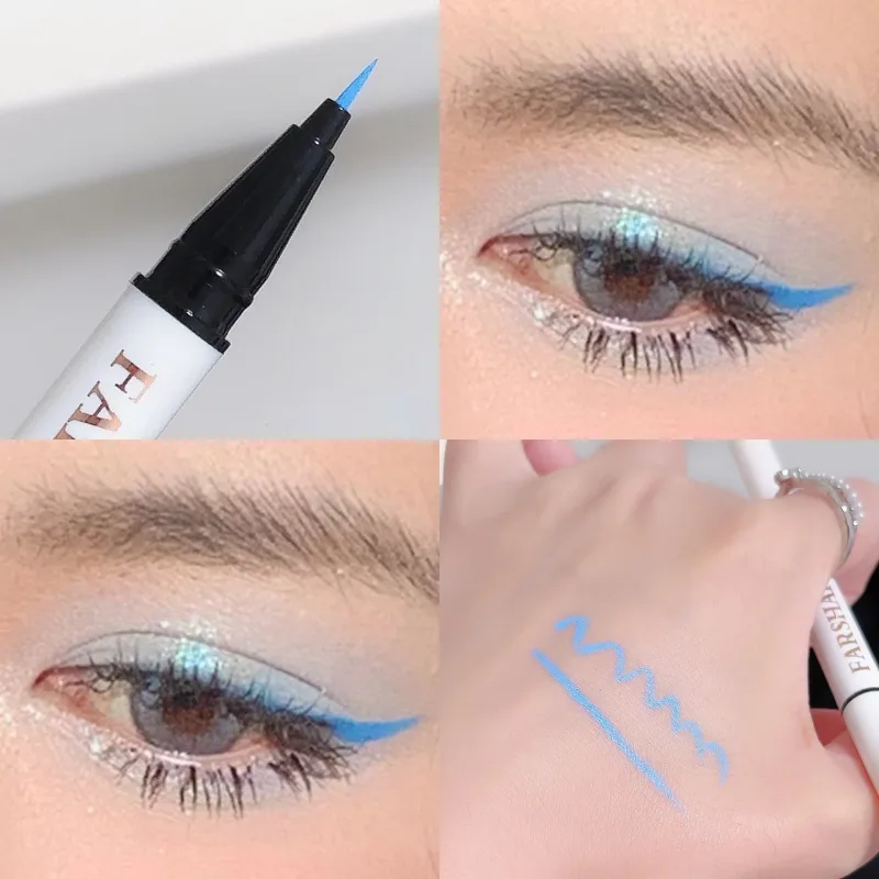 Liquid Matte Turquoise Eyeliner Ultra Fine Black White Eyeliner Waterproof Easy To Color Rainbow Colorful Eye Liner Eyes Makeup