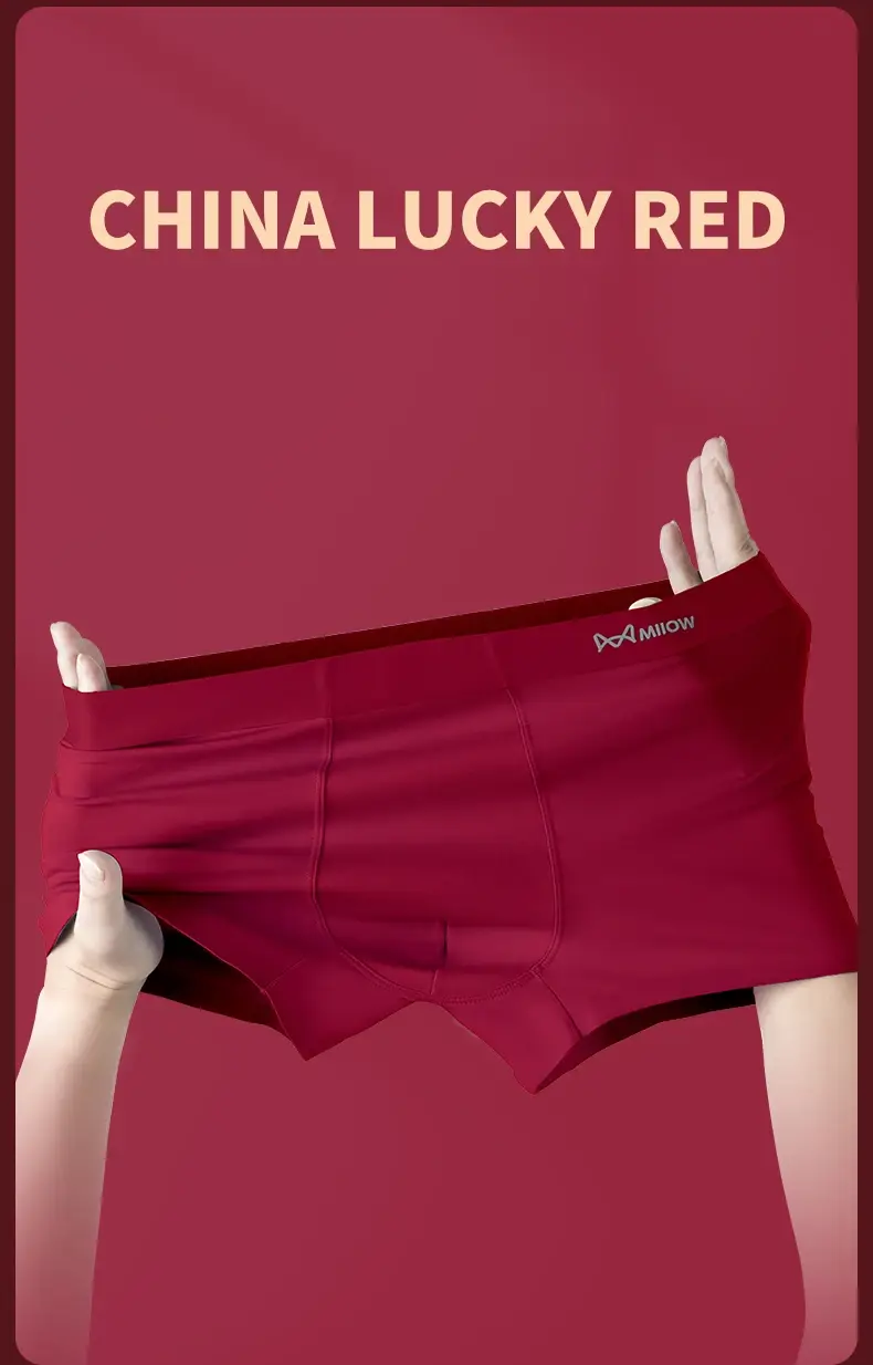 MiiOW 4Pcs Cotton Winter Men Underwear 7A Antibacterial Men's Panties Lucky Red Mens Underpants Plus Size Man Boxershorts L-5XL — image 2