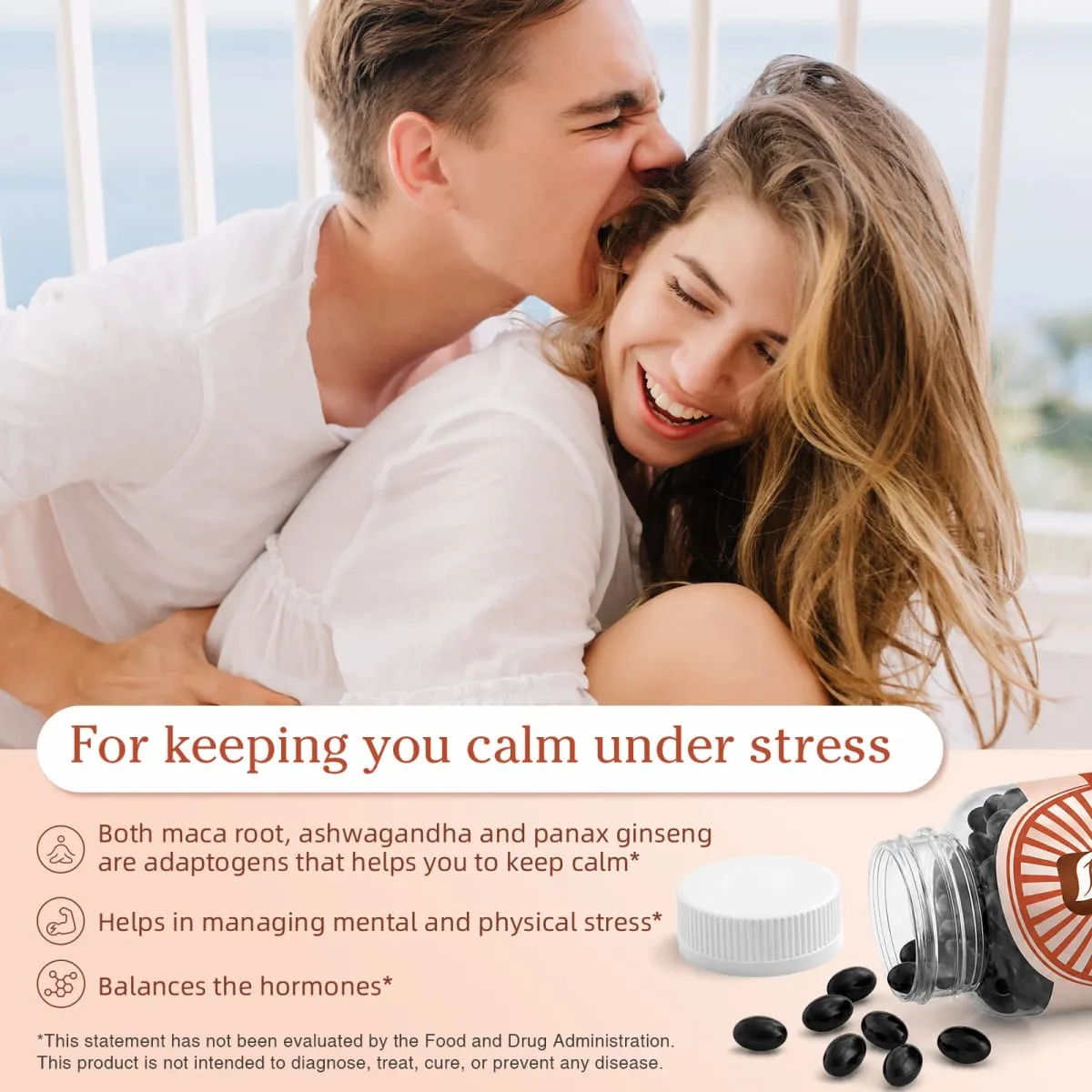 Nature Original Ginseng&Ashwagandha Plant Root Extract Edible Energy Vegetarian Capsules for Men and Women