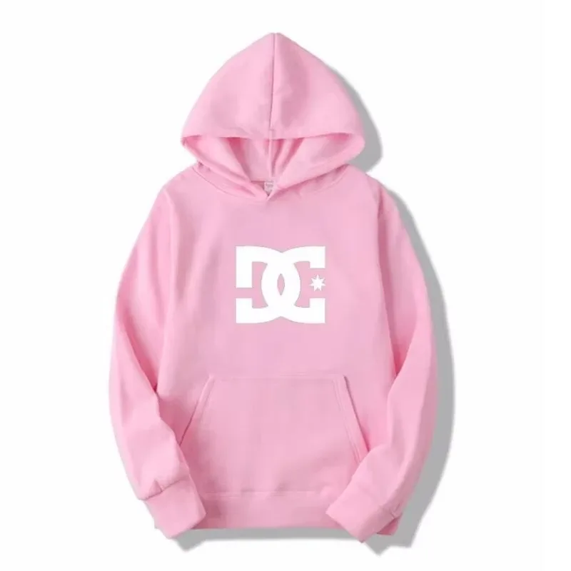 Moletom com capuz DC Letter masculino e feminino moda simples manga comprida moletom outono e inverno tendência de rua grande moletom com capuz para academia — image 4
