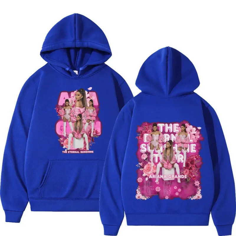 Cantora ariana grande tour 2026 gráfico moletom com capuz masculino feminino moda pulôver mangas compridas solto casual moletom de lã de grandes dimensões