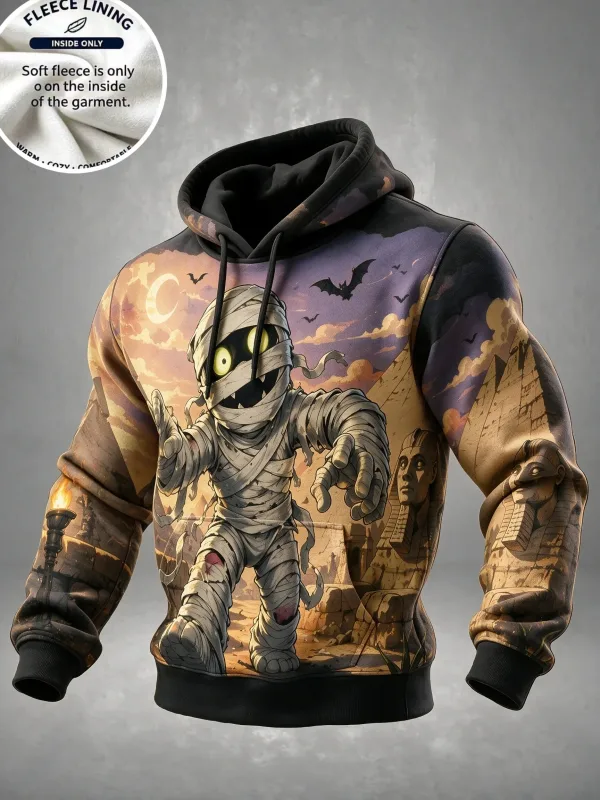 3D Print Halloween Fleece Hoodie Monster Pumpkin Kid Haunted House Full Print Pullover Long Sleeve Kangaroo Pocket Sweatshirt — image 7
