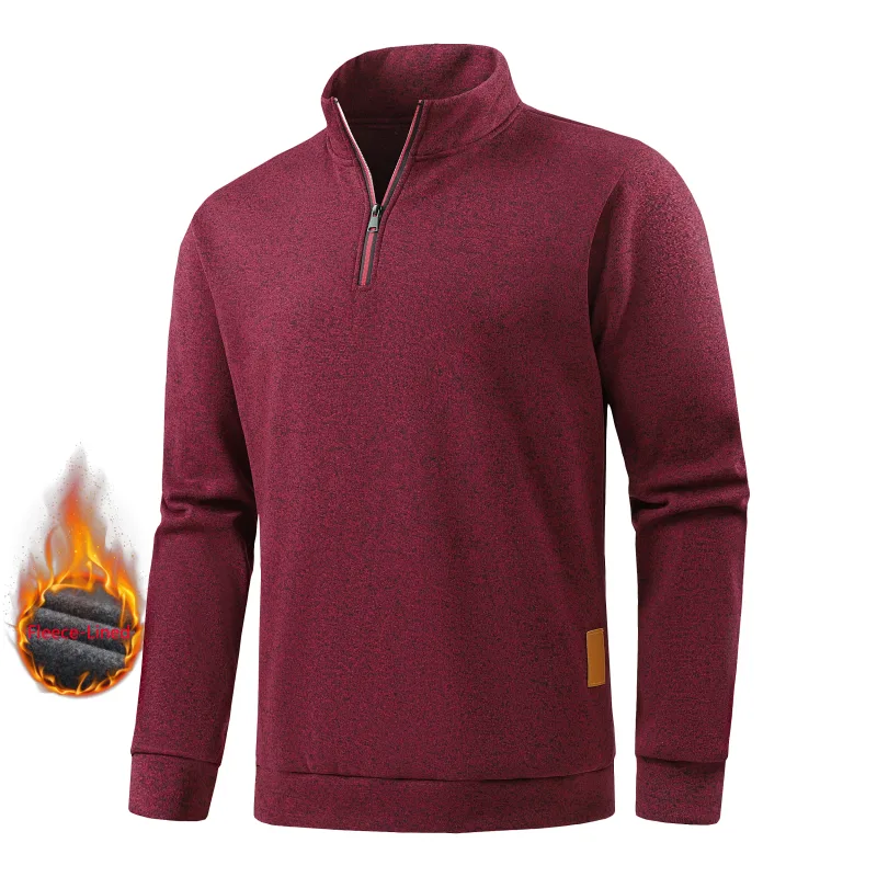 Mga Half-Zip na Sweatshirt ng Autumn na Men's Long-Sleeved Solid Color Pullovers Turtlenecks Streetwear Winter Warm Jackets Sports Coat