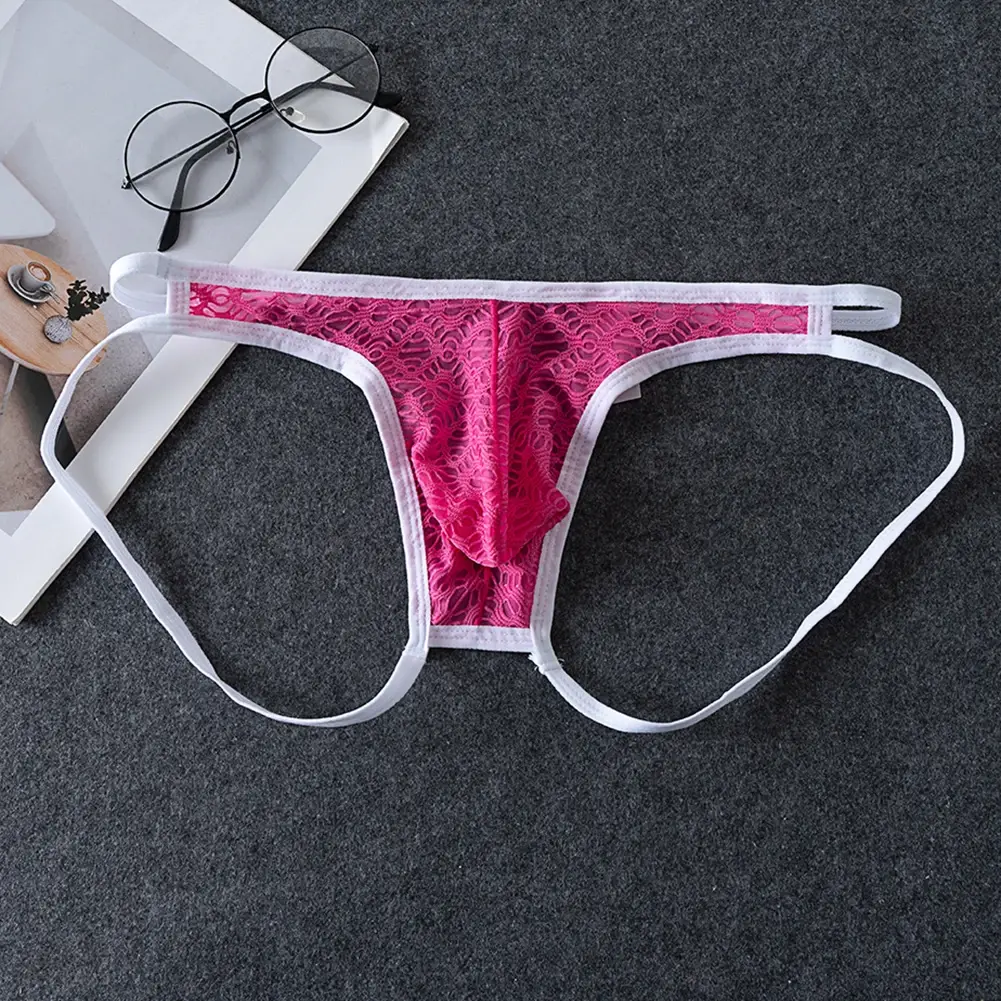 Men G-Strings See Through Men's Underpants Pouch Underwear Hollow Lace Thongs Low Rise Unisex Panties Hollow Out Men's Clothing — image 3