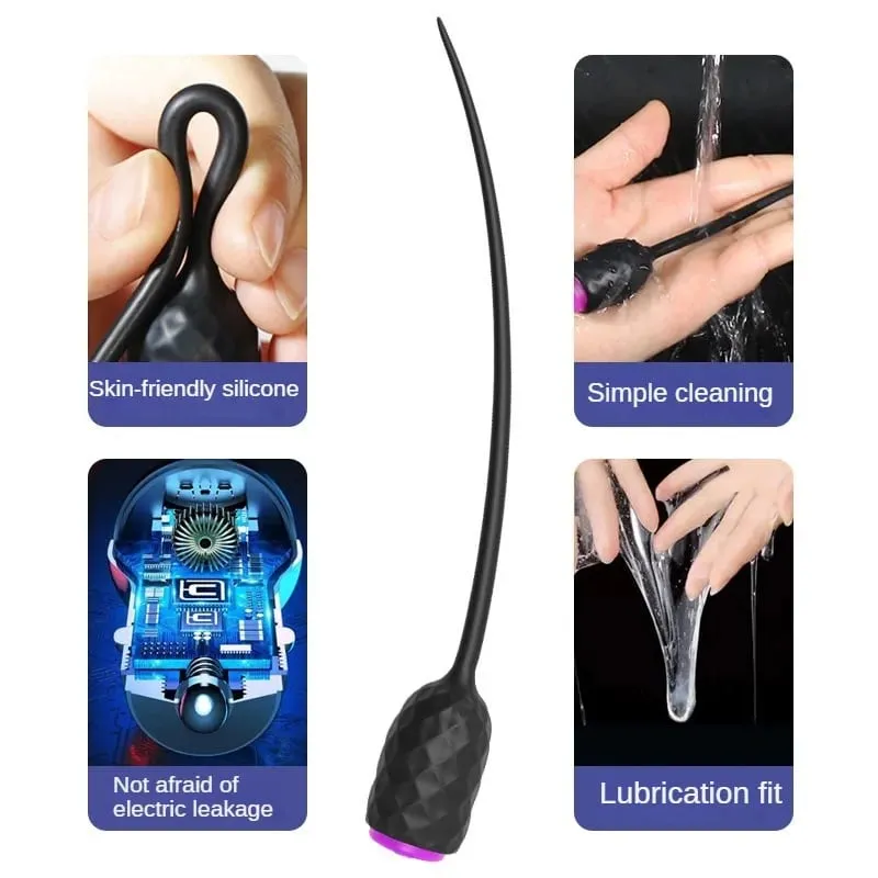 Long Urethral Vibrator Catheter Urethra Sound Dilator Massager 10 Speed Dildo Vibrator Catheter Penis Plug Sex Toys for Men Gay — image 3