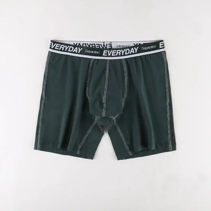 Separec algodão dupla bolsa roupa interior masculina confortável macio respirável todos os dias boxer briefs perna longa boxer roupa interior masculina