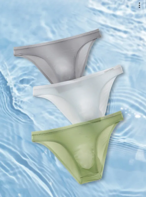 Sem costura de secagem rápida cuecas masculinas cor sólida seda gelo ultra-fino cuecas sexy respirável 3d bolsa calcinha — image 10