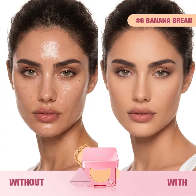 3Pcs Foundation Stick Face Pressed Powder Compact with Christmas Drawstring Bag Long Lasting Matte Face Cosmetic Christmas Gift — image 3