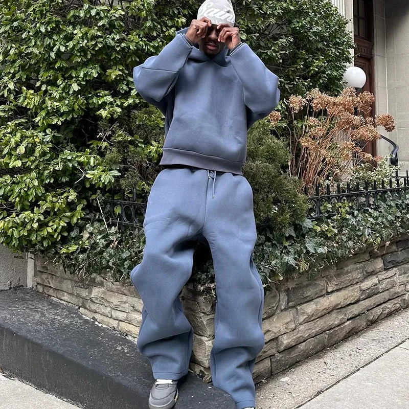 Male Autumn New 2 Piece Set Casual Solid Couple's Hooded Sweatshirt Loose Sweatpants Jogging Sweatshirt Pantalon Outfits Suits — image 4