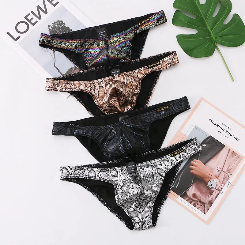 Mens Snake Skin Patterned Briefs with Sexy Bulge Pouch Bikini Underwear Comfortable Underpants by WANGJIANG Brand — image 10